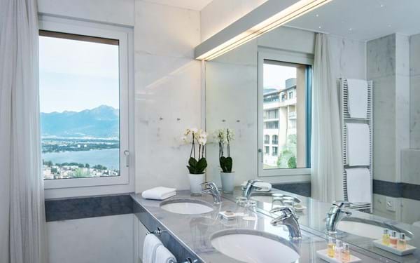 Bathroom view Vacation Holiday Hotel Boutique hotel Luxury Hotel Villa Orselina Locarno Lake Maggiore Ticino Switzerland
